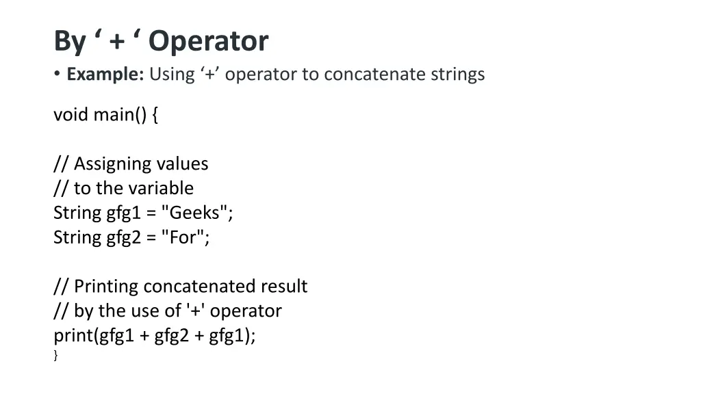 by operator example using operator to concatenate