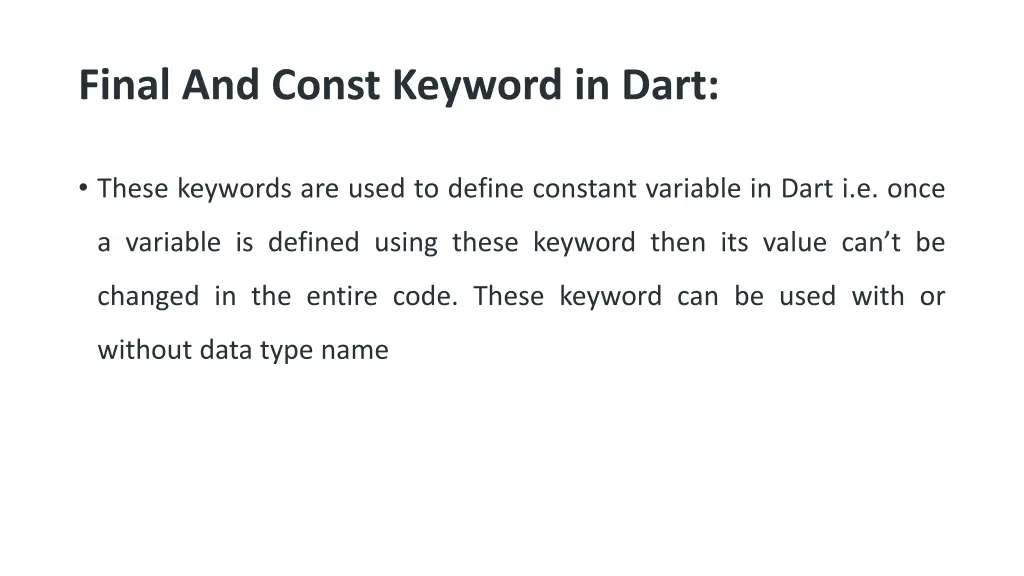 final and const keyword in dart