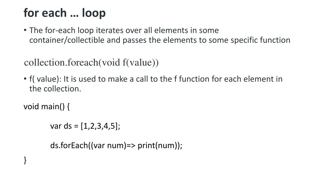 for each loop