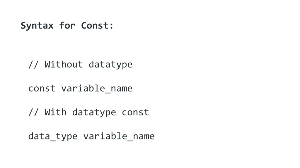 syntax for const