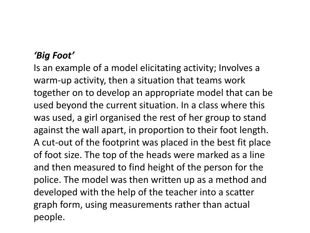 big foot is an example of a model elicitating