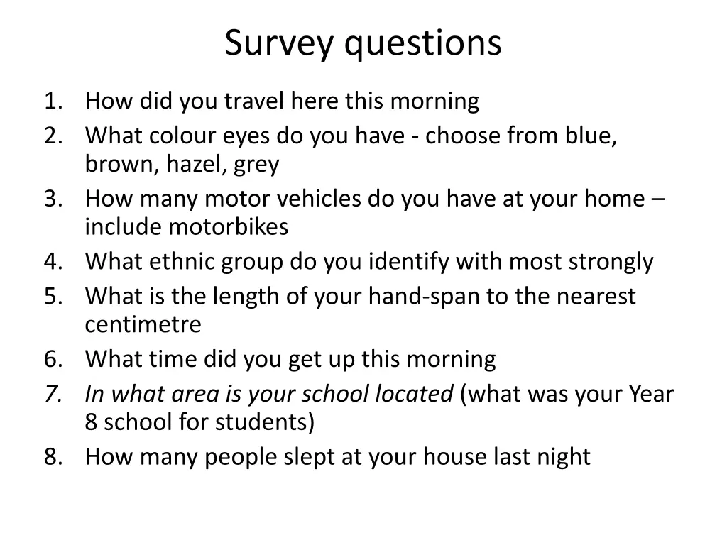 survey questions