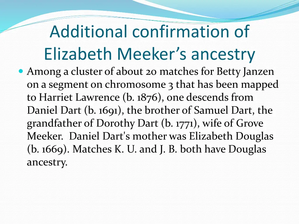 additional confirmation of elizabeth meeker