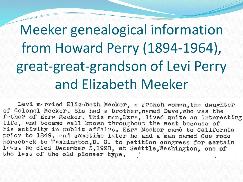 meeker genealogical information from howard perry