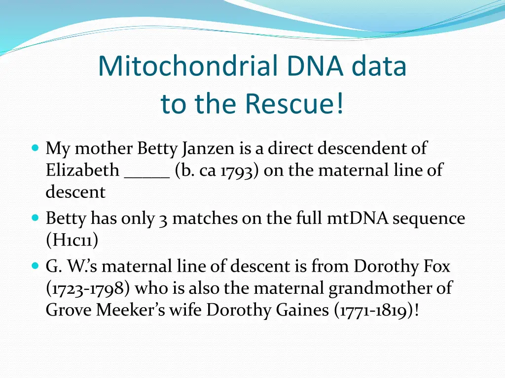 mitochondrial dna data to the rescue