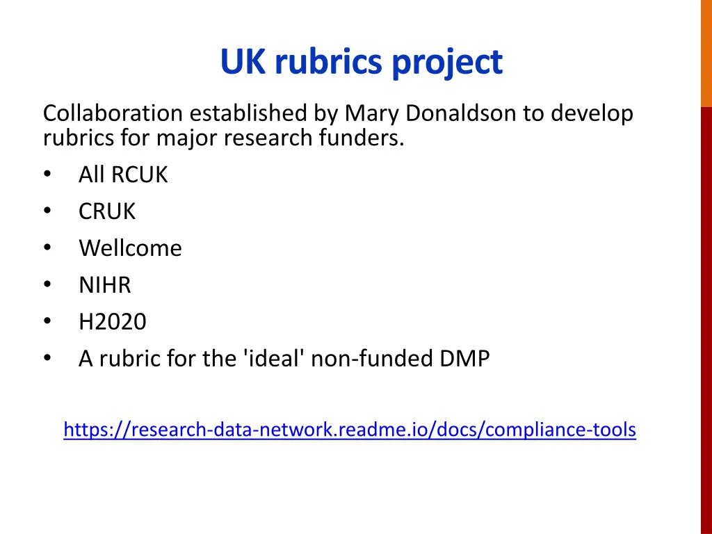 uk rubrics project