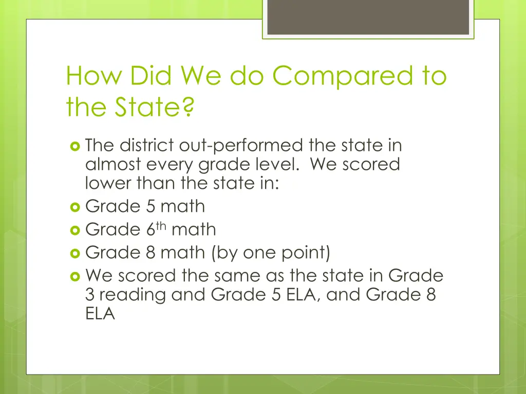 how did we do compared to the state