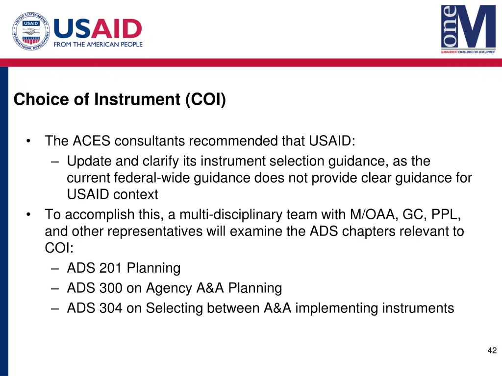 choice of instrument coi 1