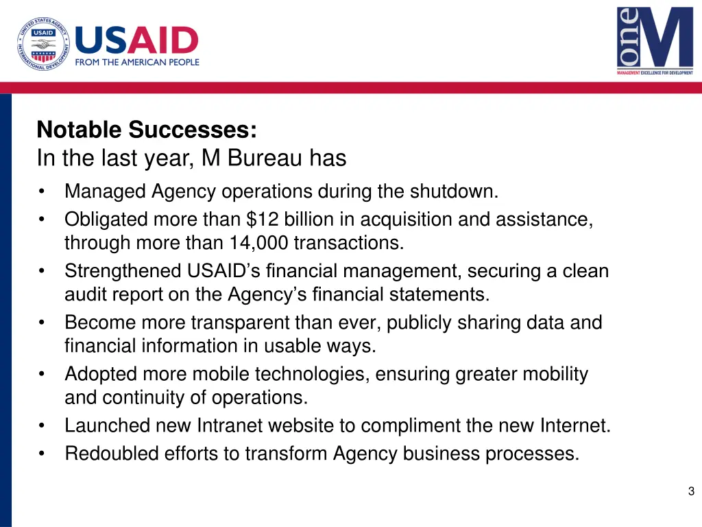 notable successes in the last year m bureau has