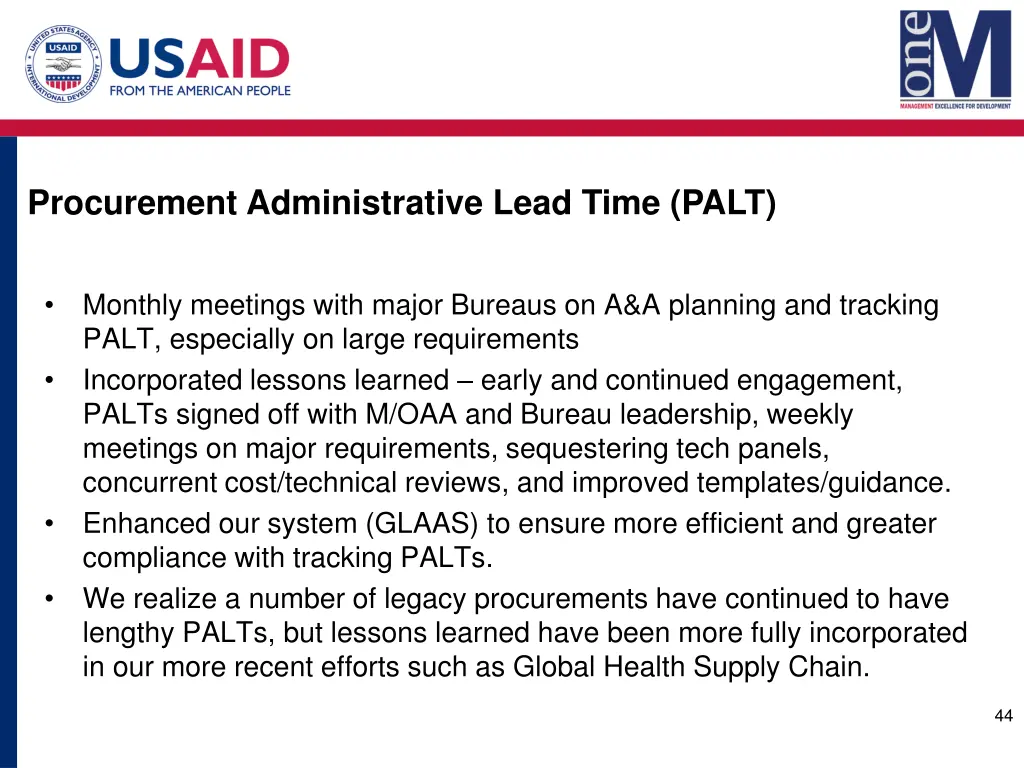 procurement administrative lead time palt