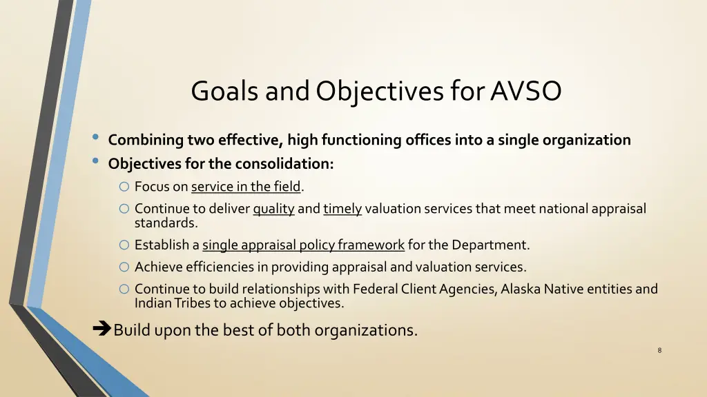 goals and objectives for avso