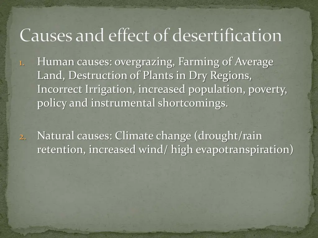 causes and effect of desertification