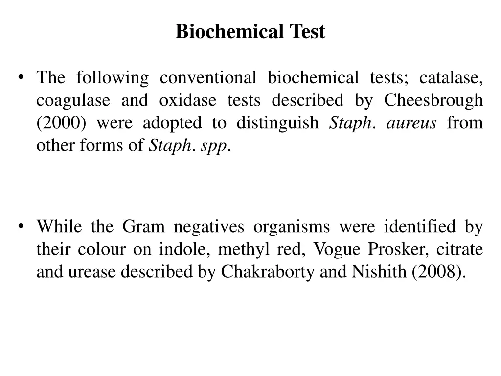 biochemical test