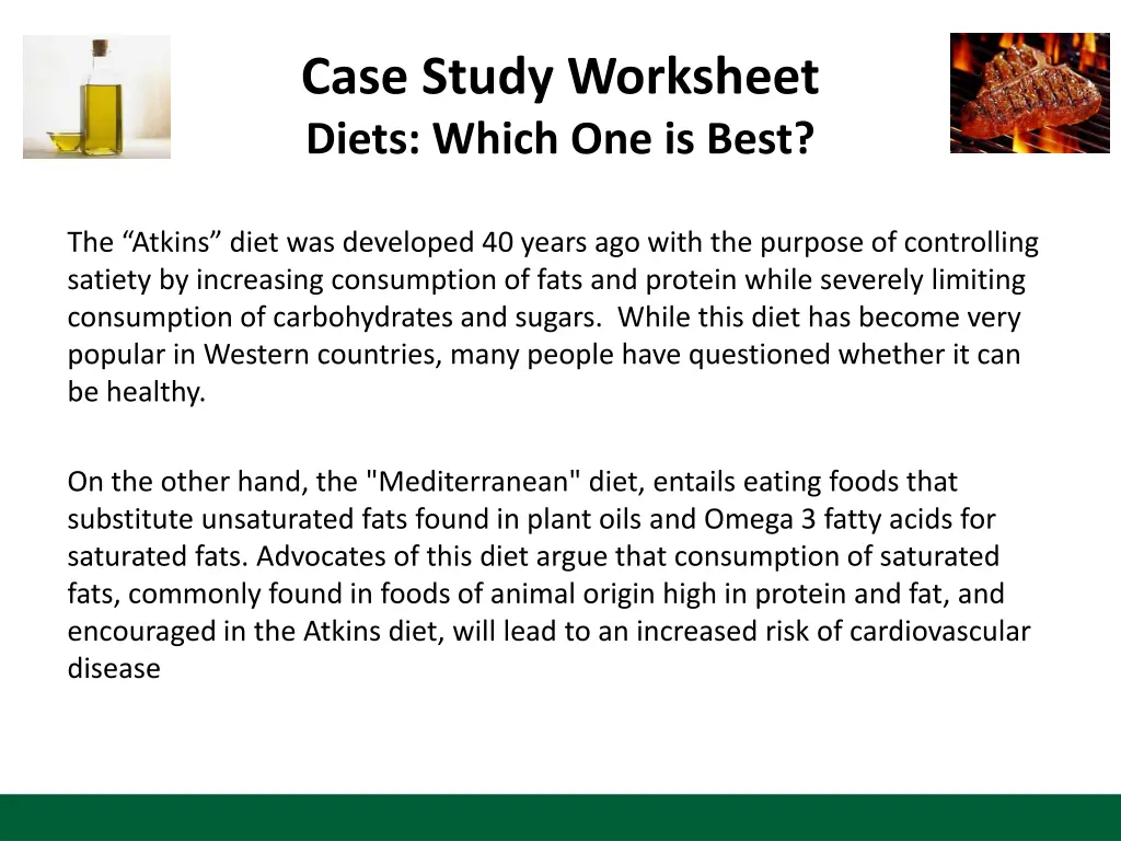 case study worksheet diets which one is best