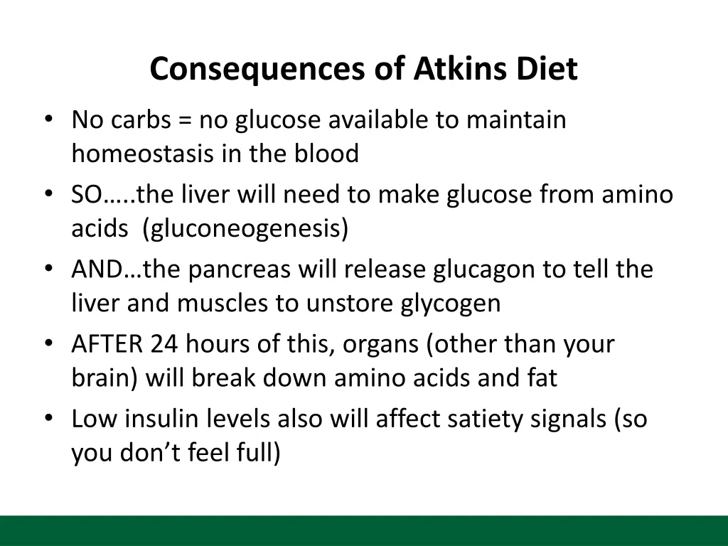 consequences of atkins diet no carbs no glucose