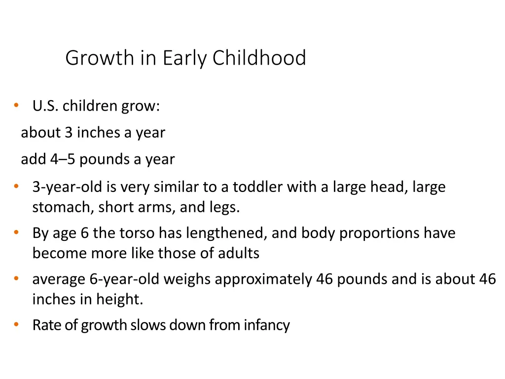 growth in early childhood