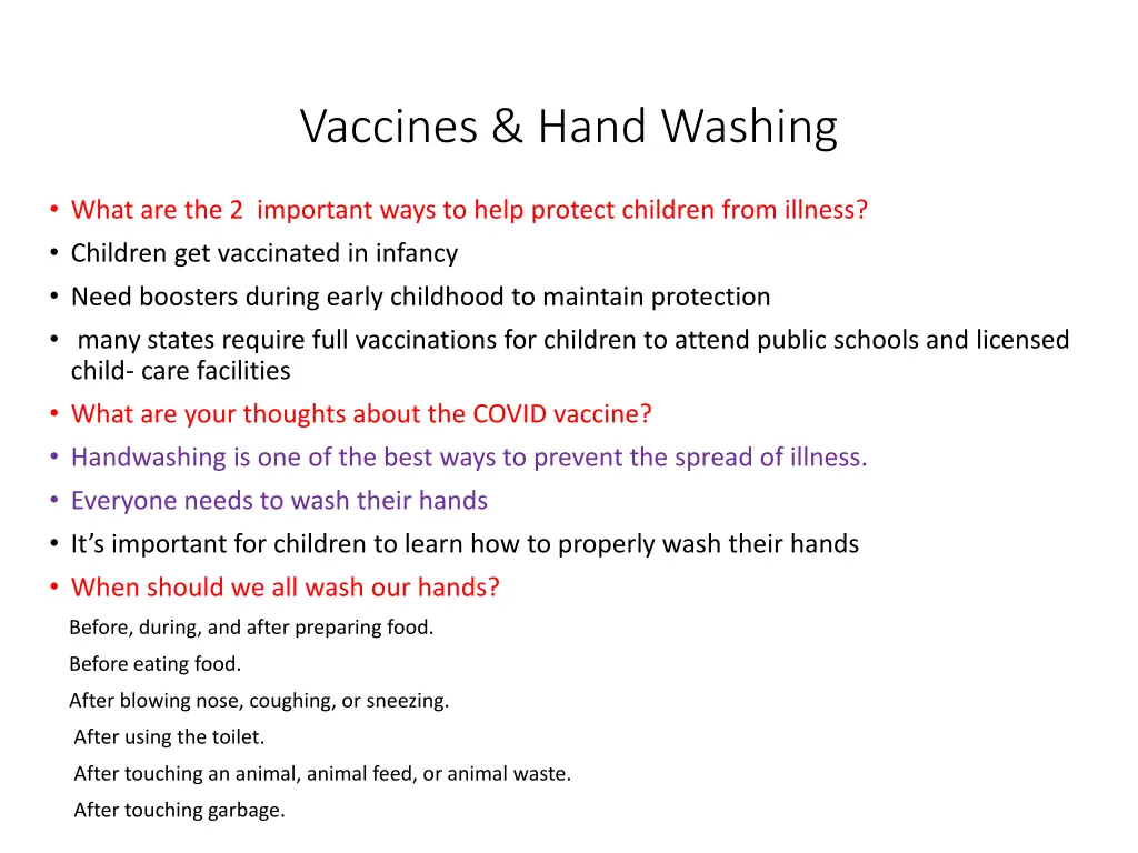 vaccines hand washing