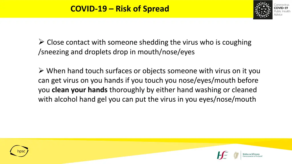 covid 19 risk of spread