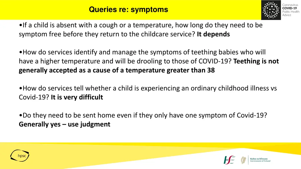 queries re symptoms