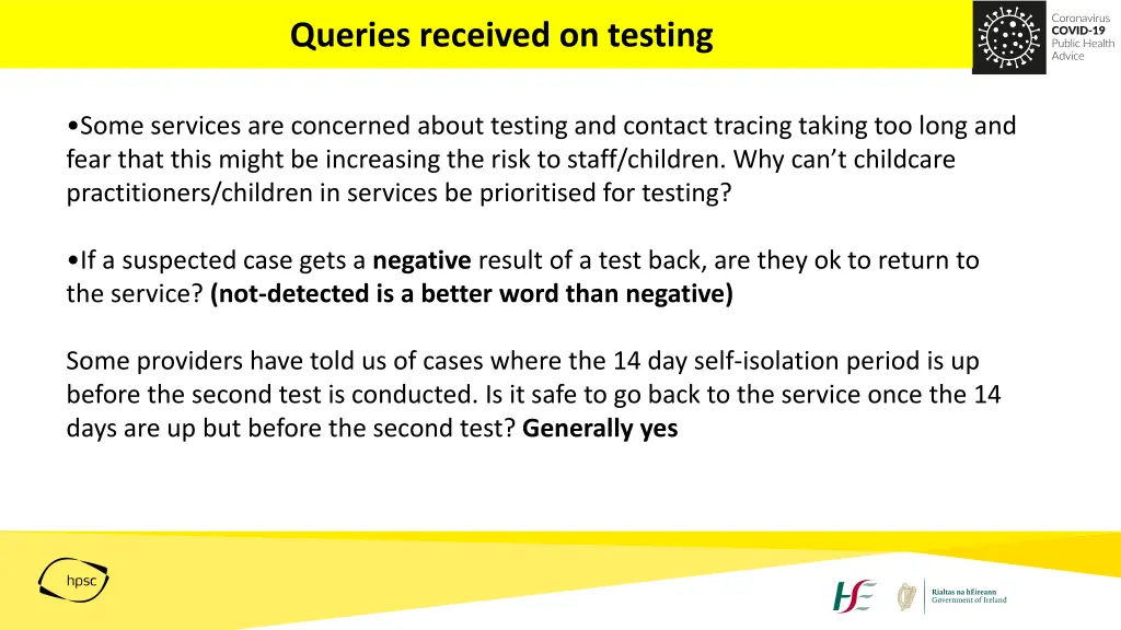 queries received on testing