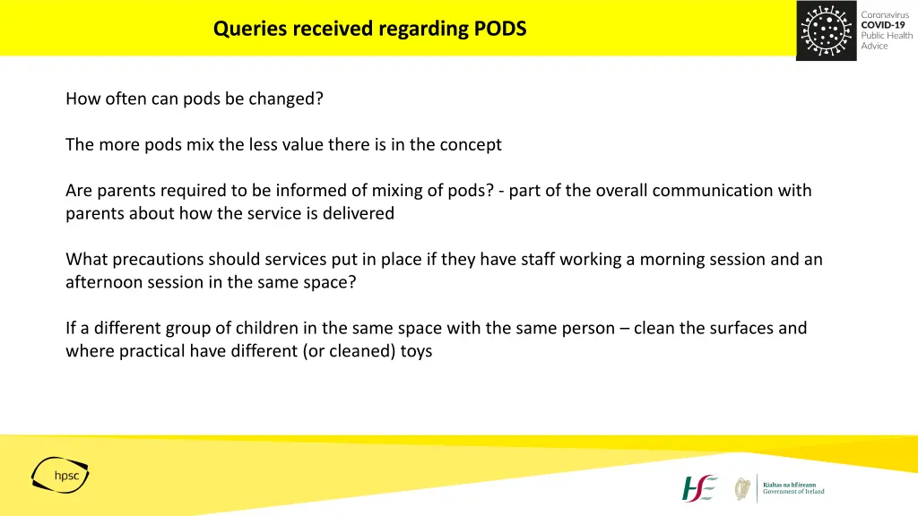 queries received regarding pods 1