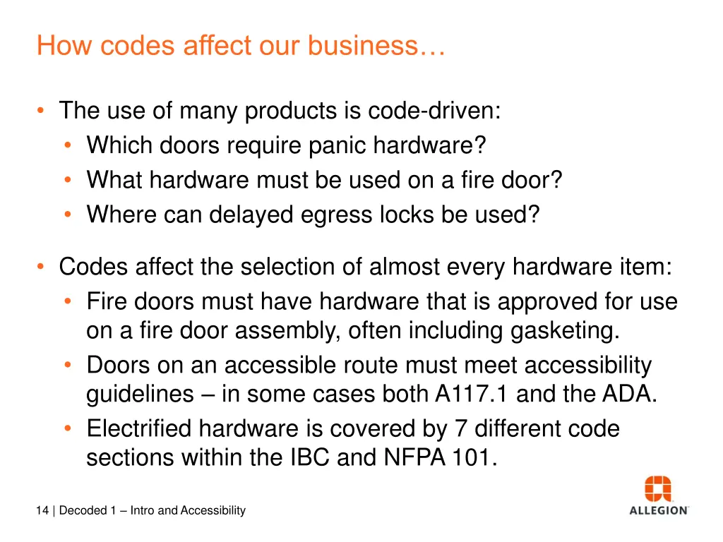 how codes affect our business