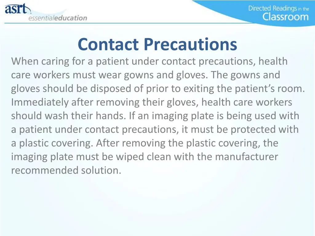 contact precautions when caring for a patient