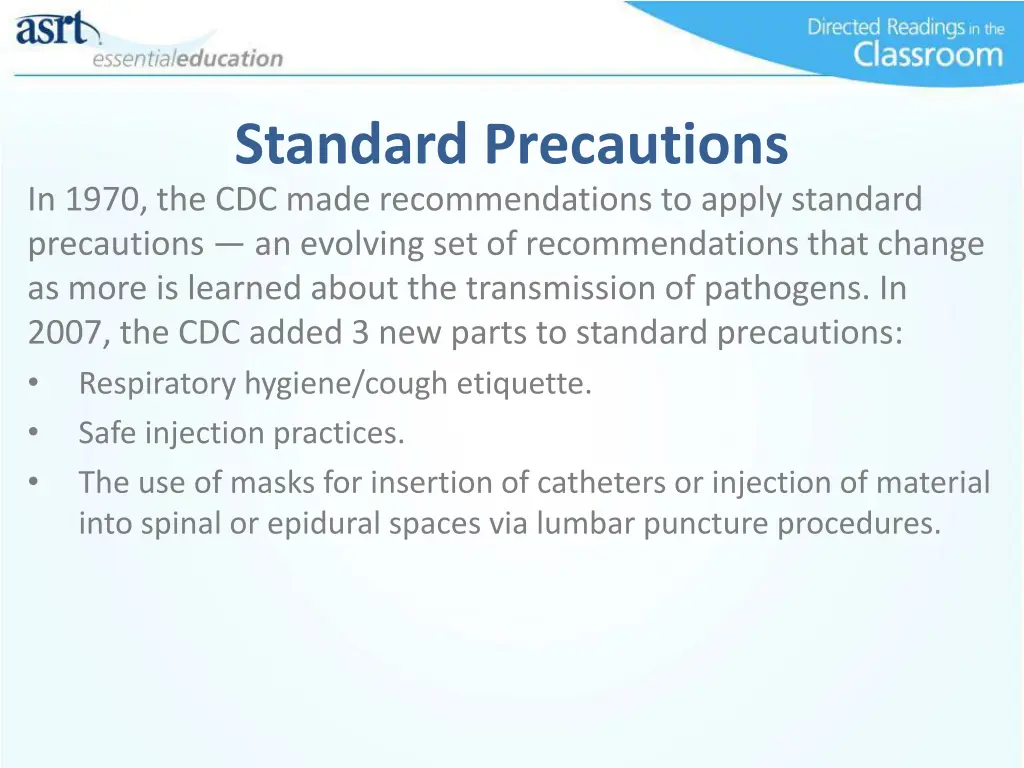 standard precautions in 1970 the cdc made