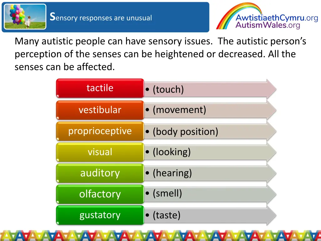 s ensory responses are unusual