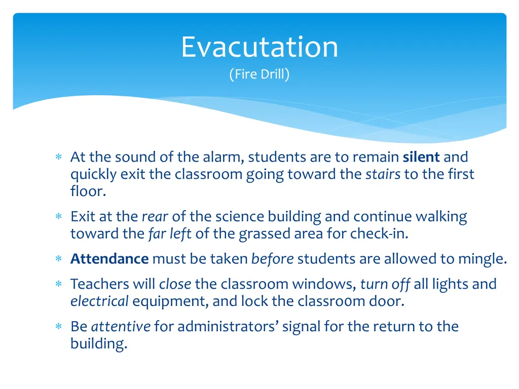 evacutation fire drill