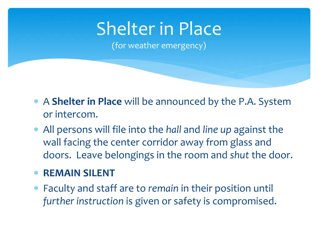 shelter in place for weather emergency