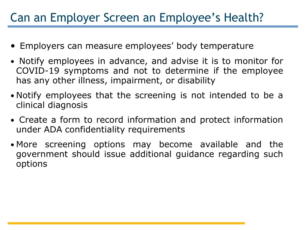 can an employer screen an employee s health