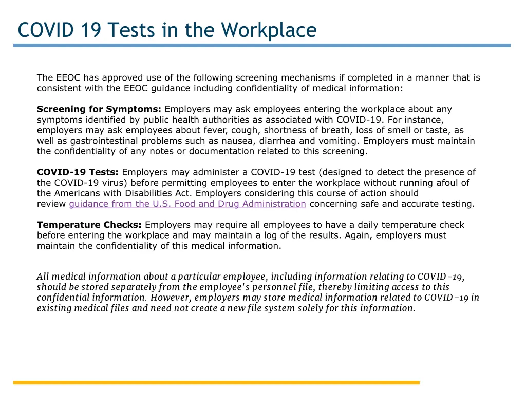 covid 19 tests in the workplace