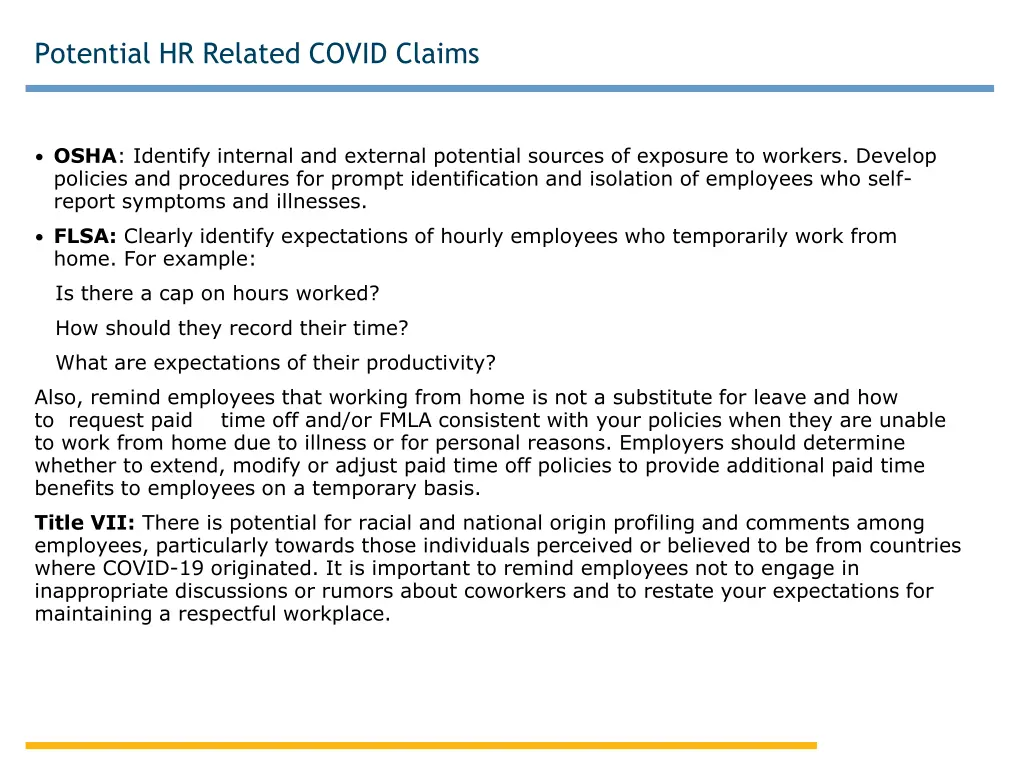 potential hr related covid claims