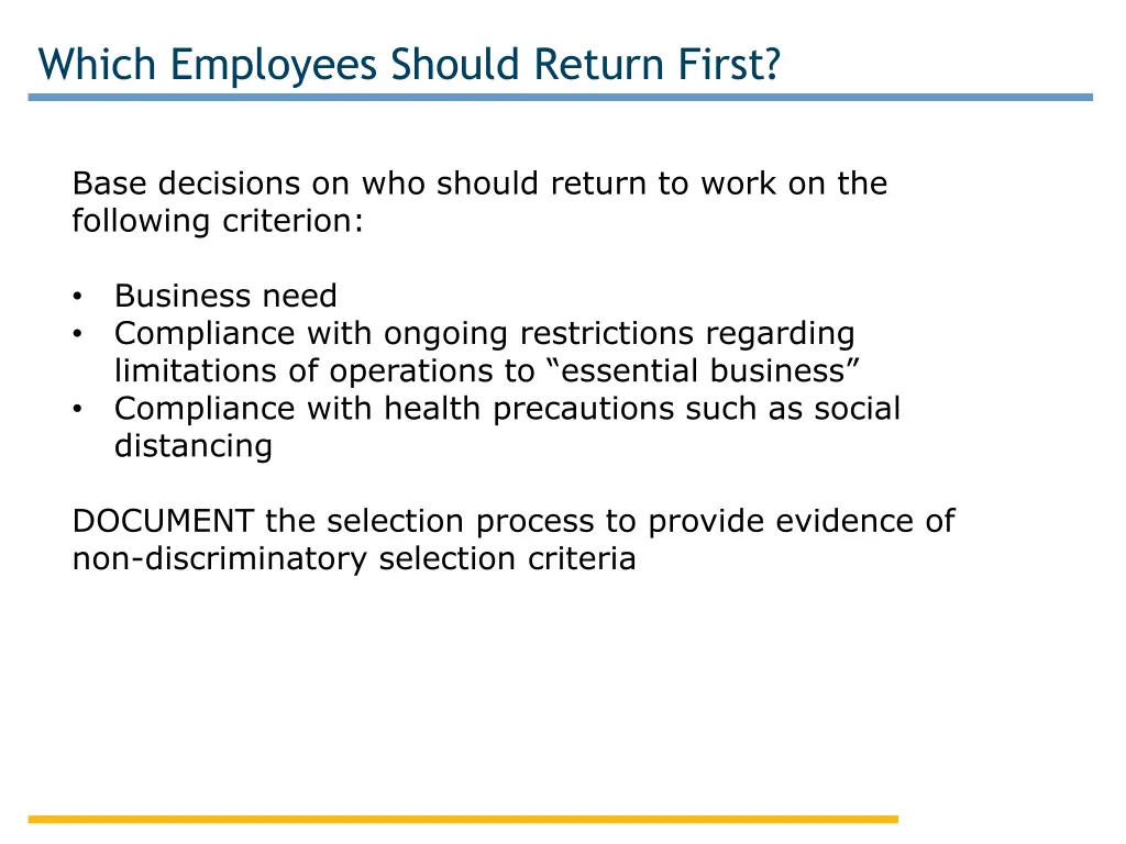 which employees should return first