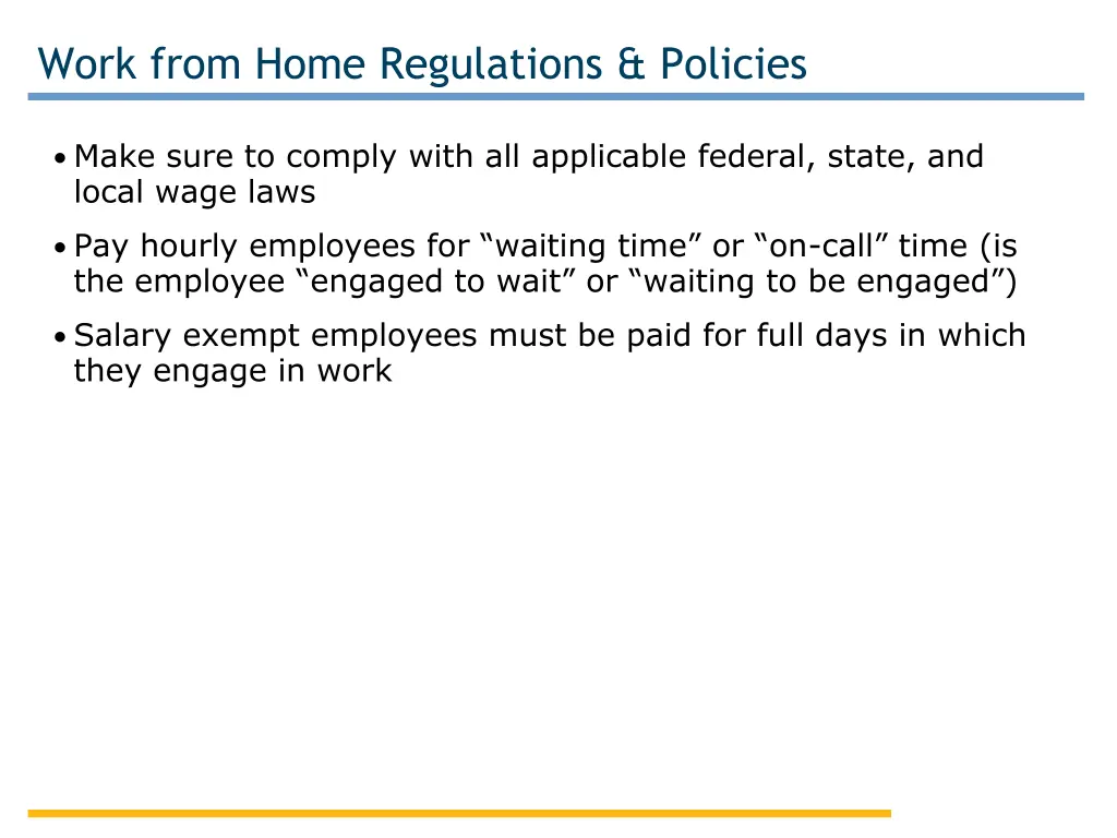 work from home regulations policies