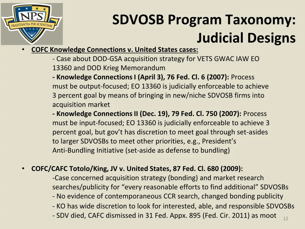 sdvosb program taxonomy judicial designs cofc