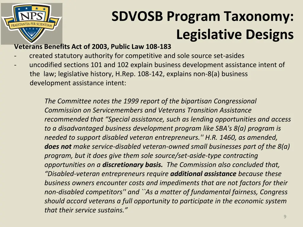 sdvosb program taxonomy legislative designs 1