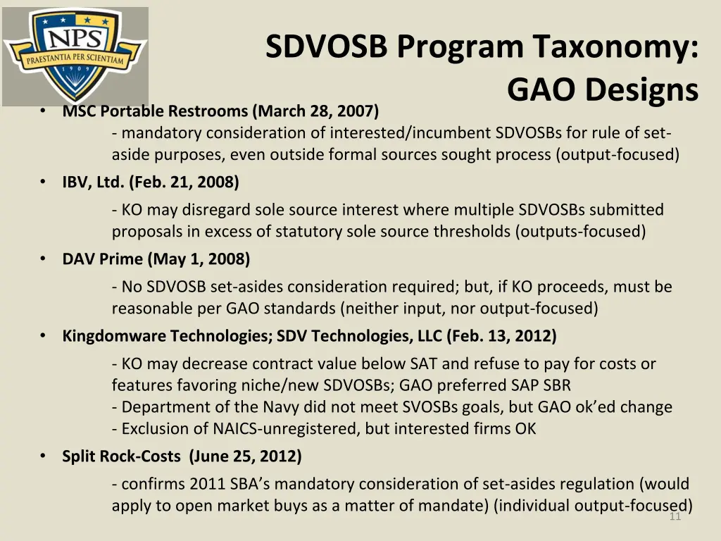 sdvosb program taxonomy