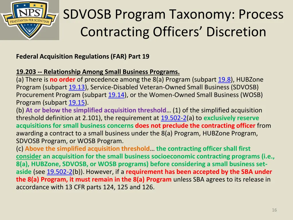 sdvosb program taxonomy process contracting