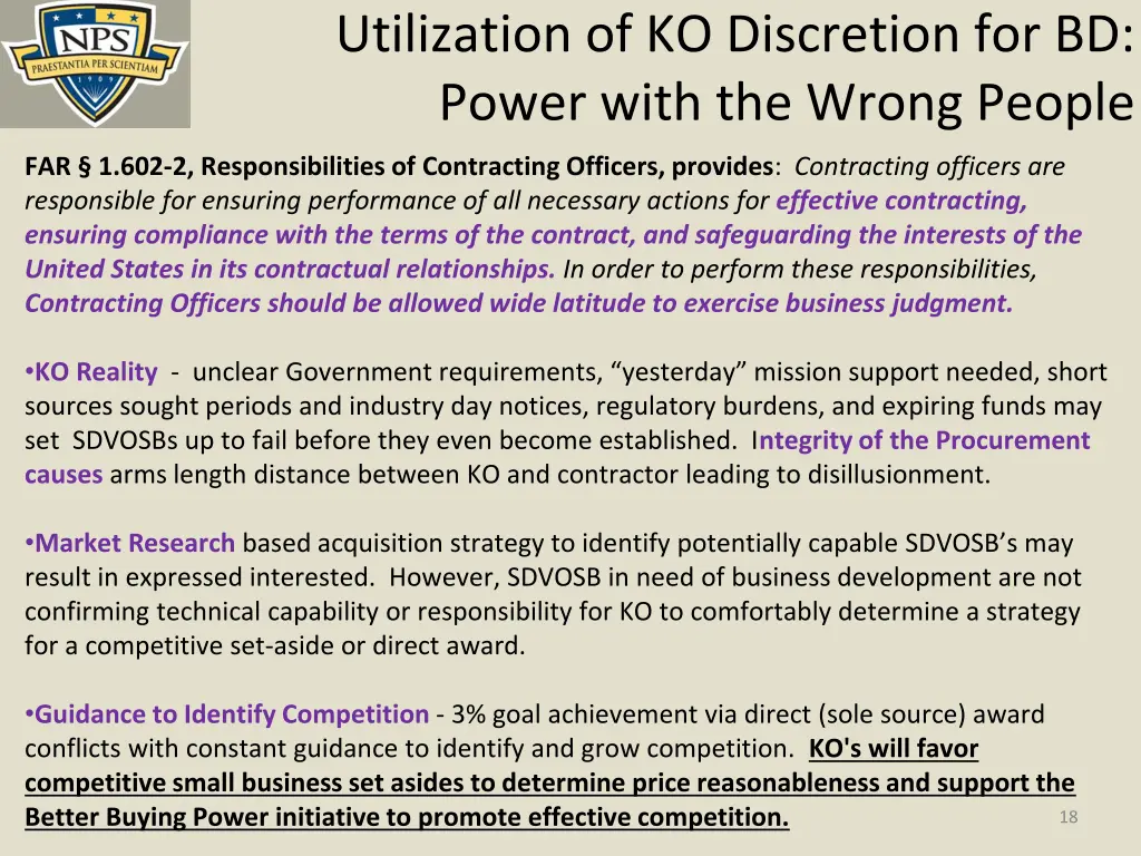 utilization of ko discretion for bd power with