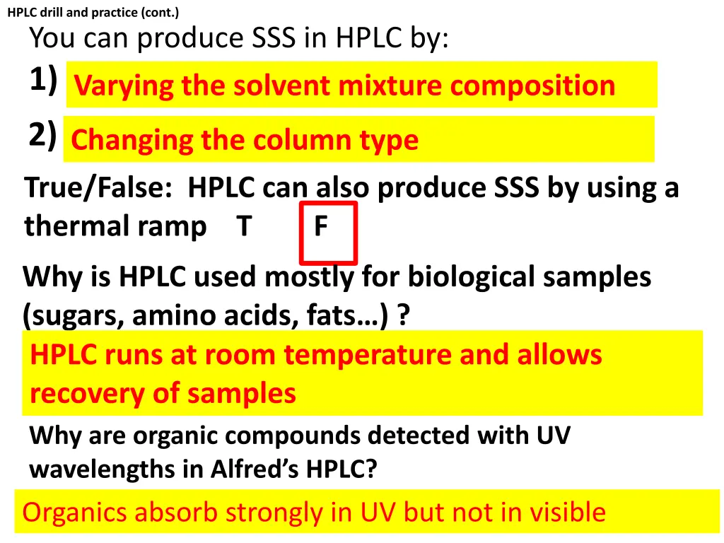 hplc drill and practice cont you can produce