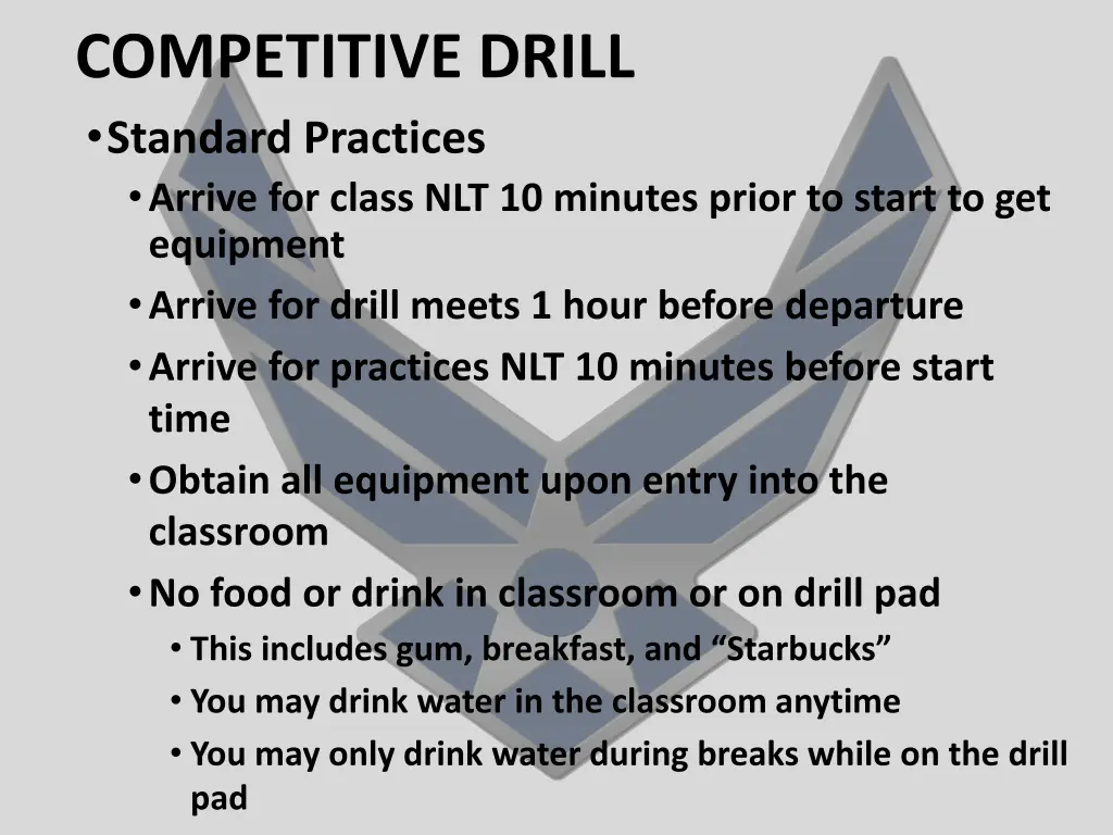 competitive drill standard practices arrive