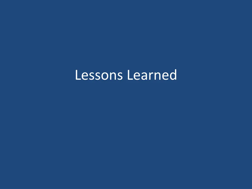 lessons learned