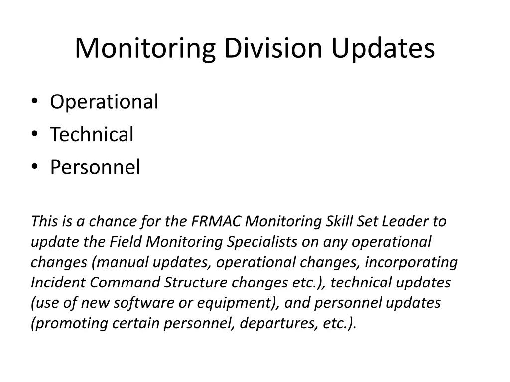 monitoring division updates 1