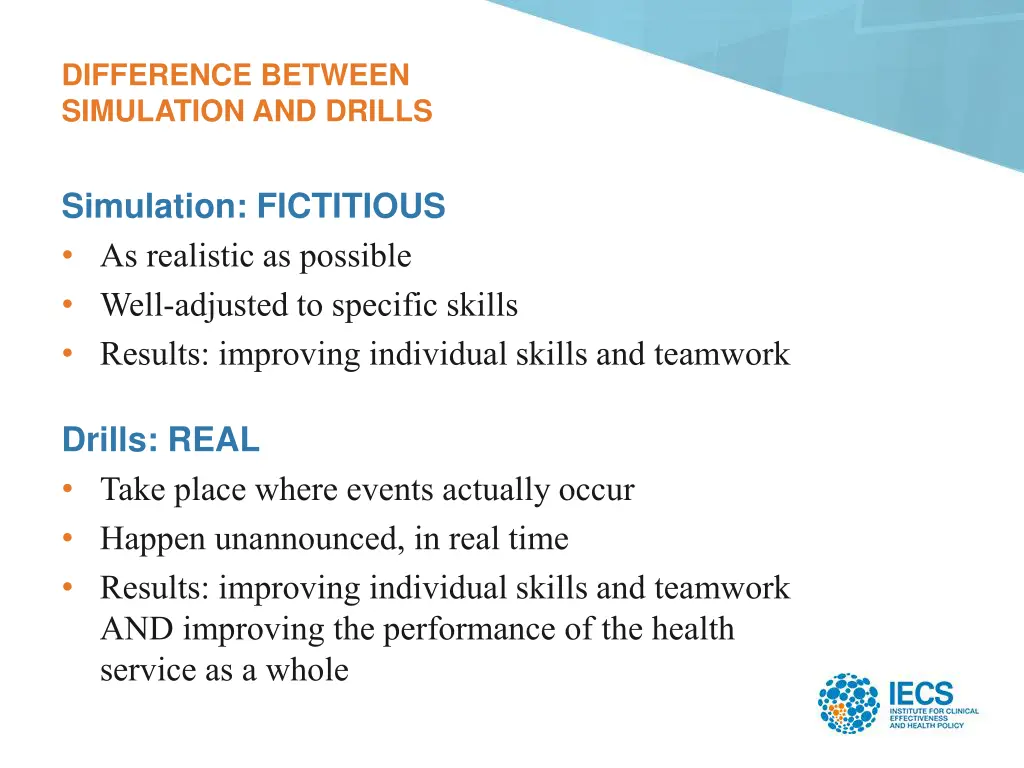 difference between simulation and drills