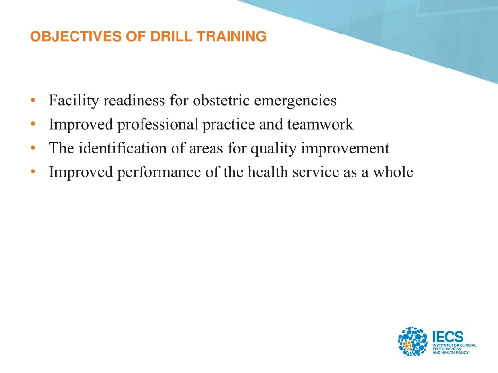 objectives of drill training