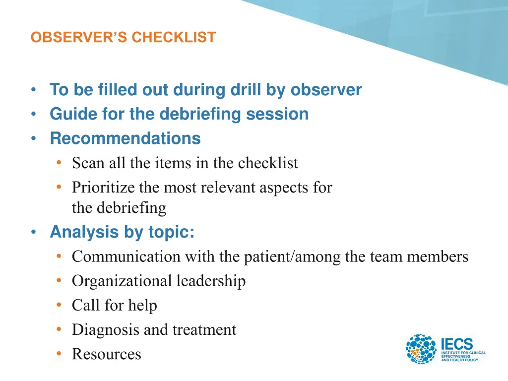 observer s checklist