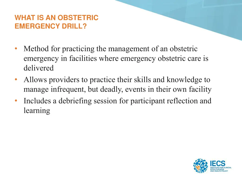 what is an obstetric emergency drill