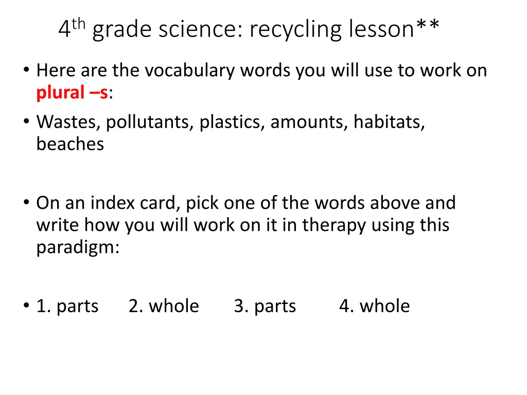 4 th grade science recycling lesson